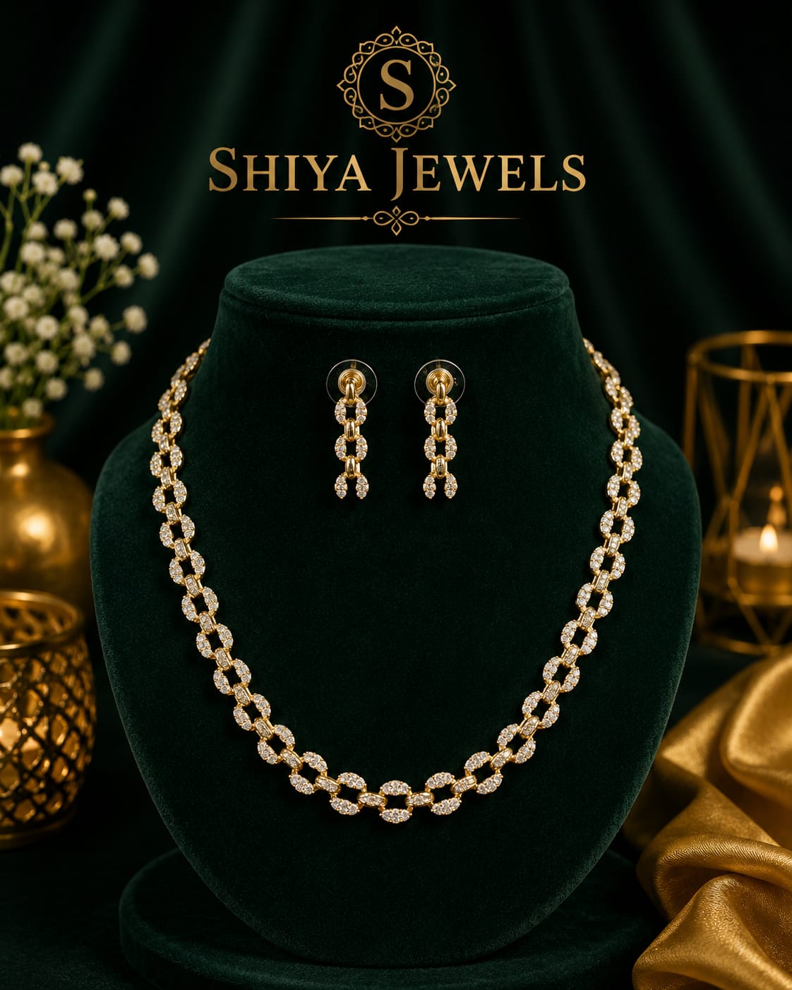 AD Chain Design Necklace Set BY Shiya Jewels