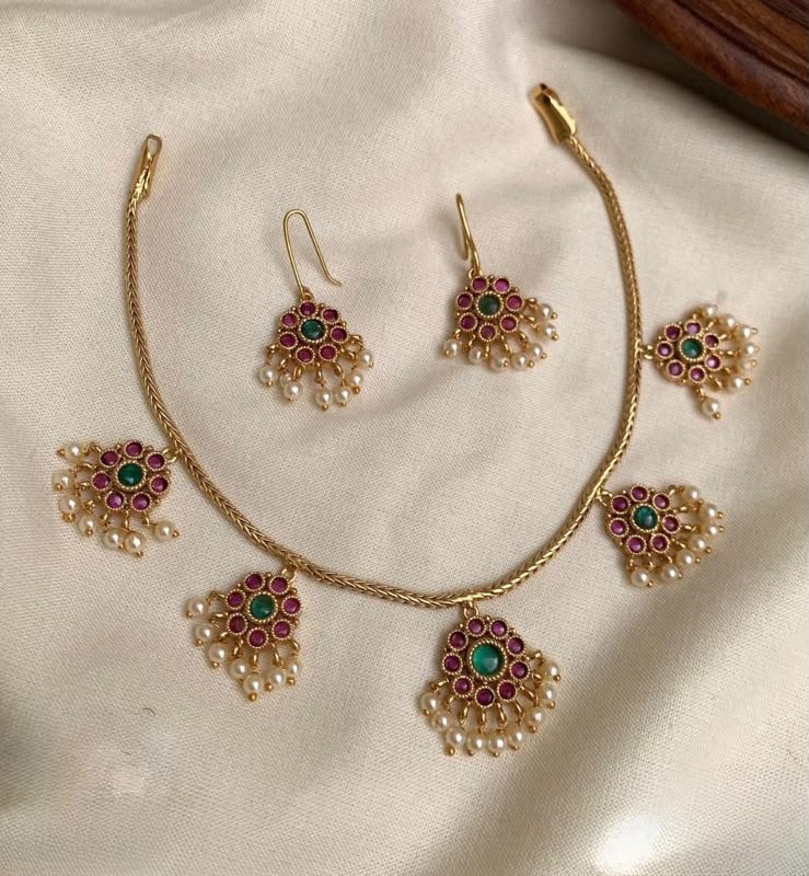 Floral Kemp Temple Jewelry Set By Shiya Jewels