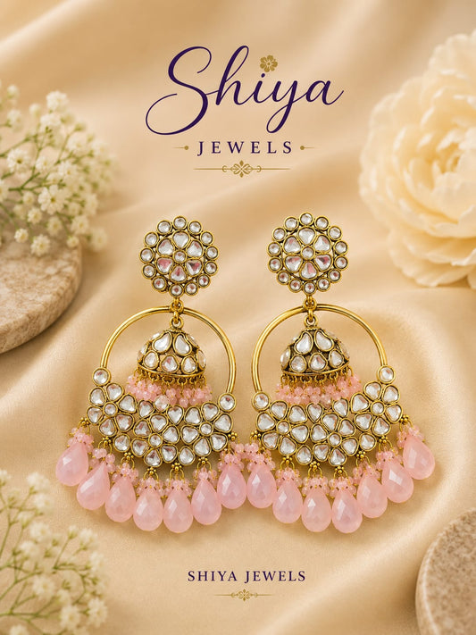 Kundan Chandbali Half Jhumka
