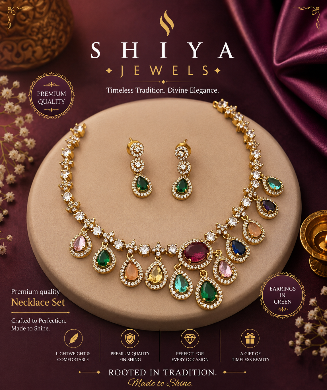 AD Multicolor Premium Necklace set