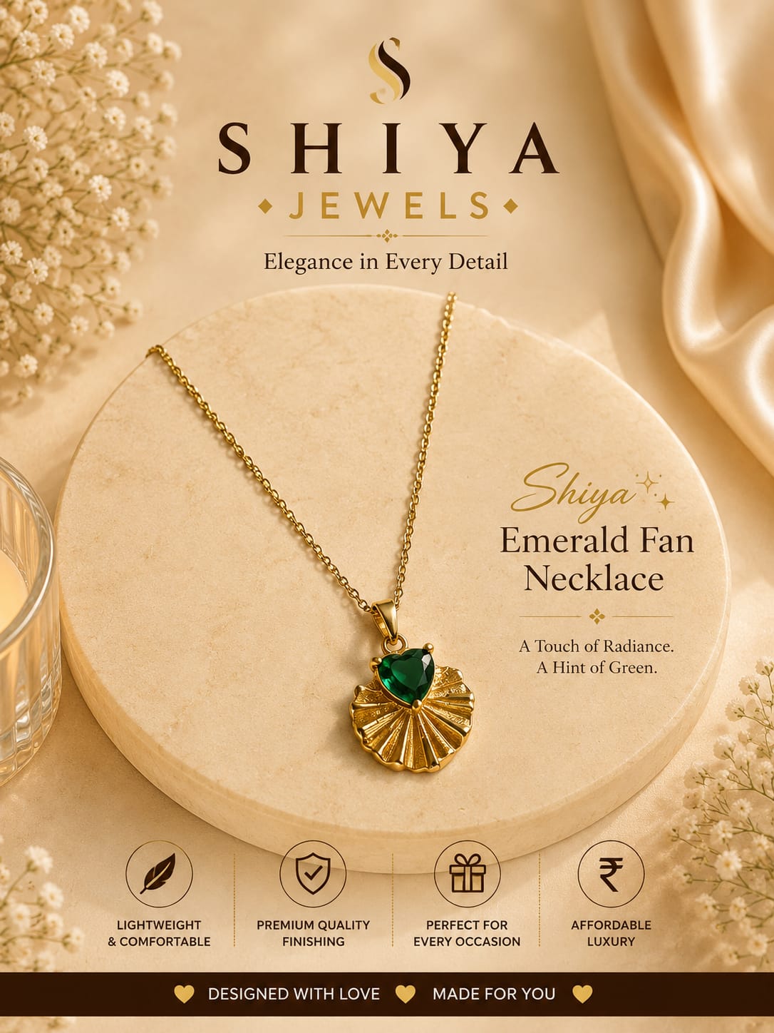 Emerald Fan Chain necklace