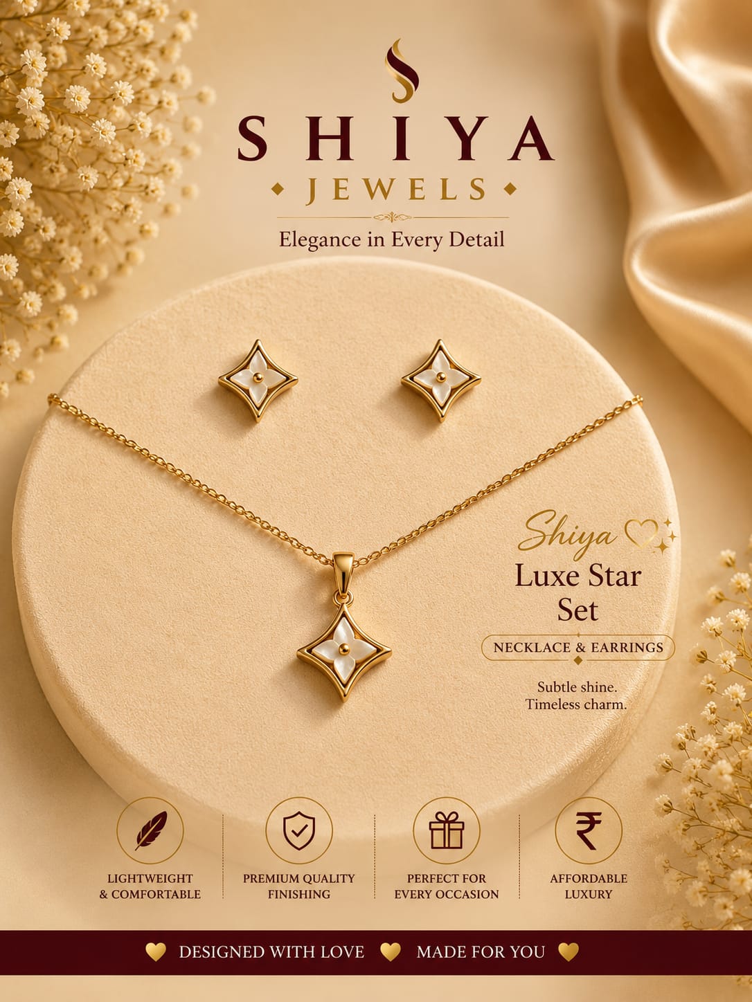 Anti Tarnish Star Necklace set
