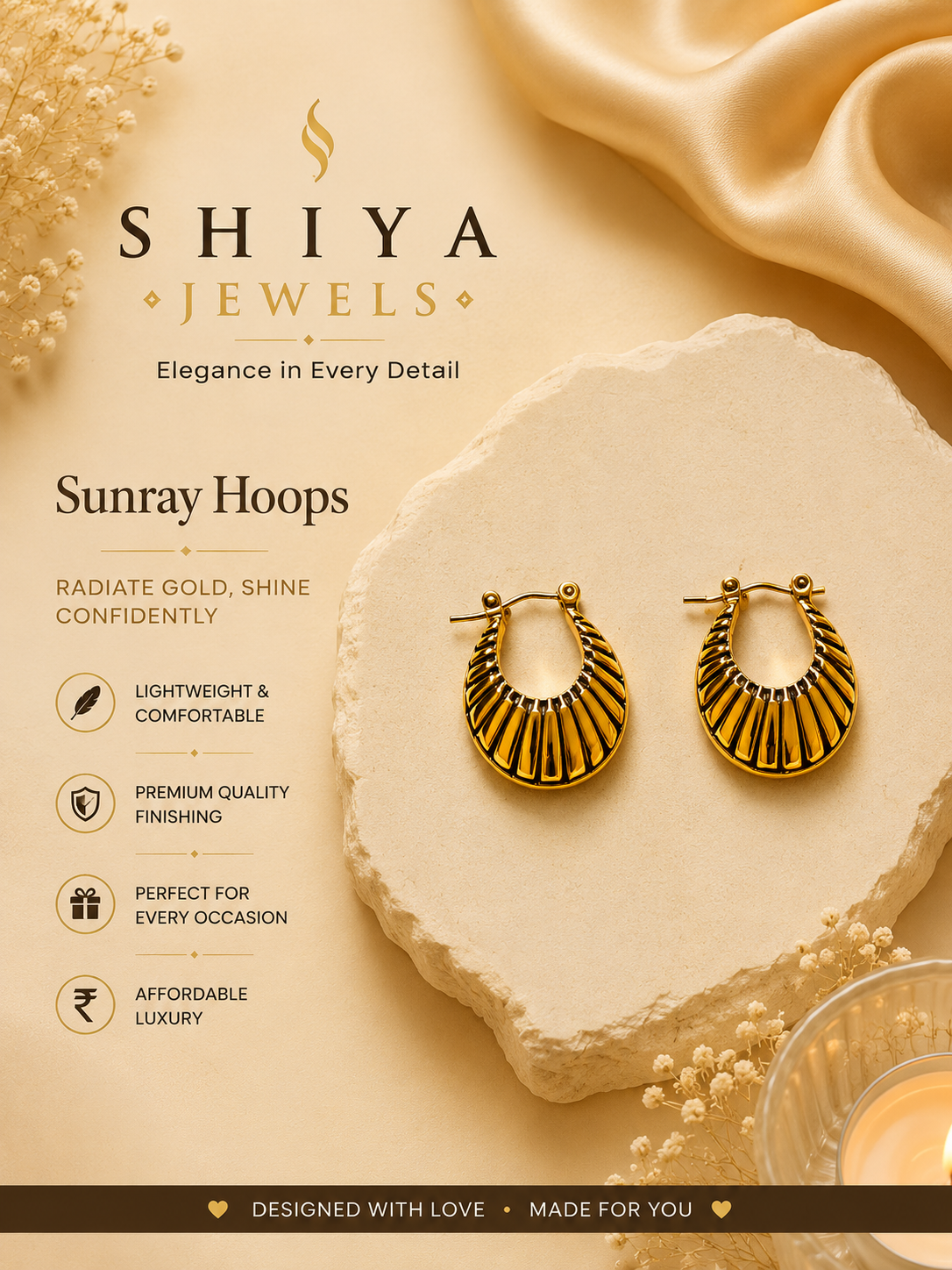 Sunray anti tarnish hoops