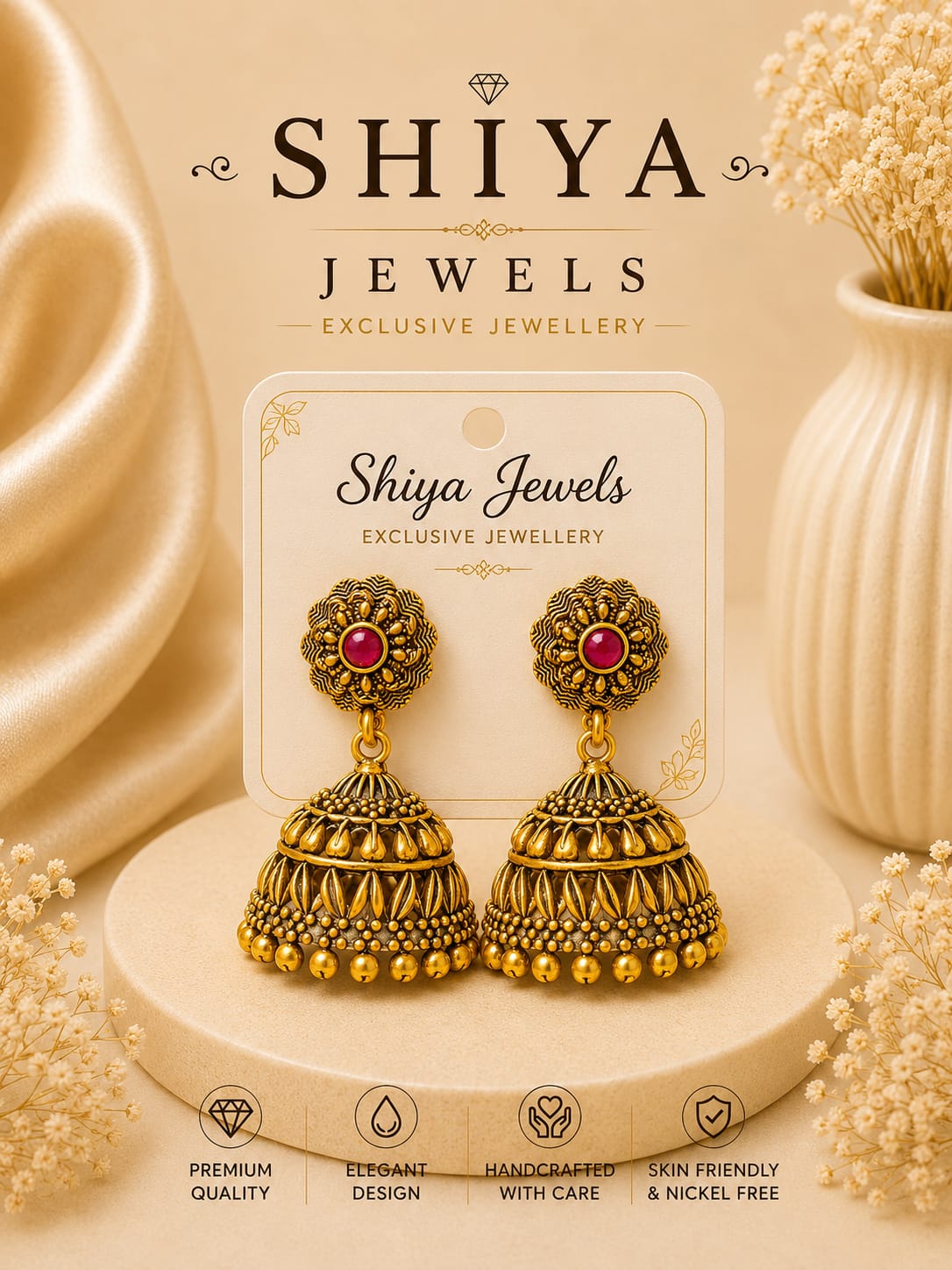 Flower Jhumka Daily wear