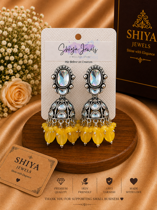 Kundan oxidised jhumkas