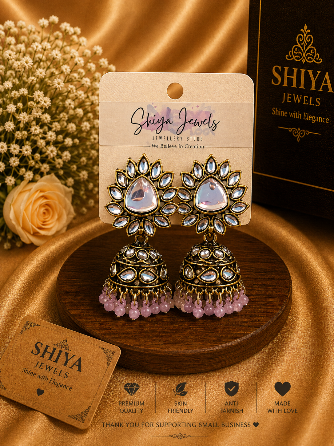 Sunflower Kundan jhumkas