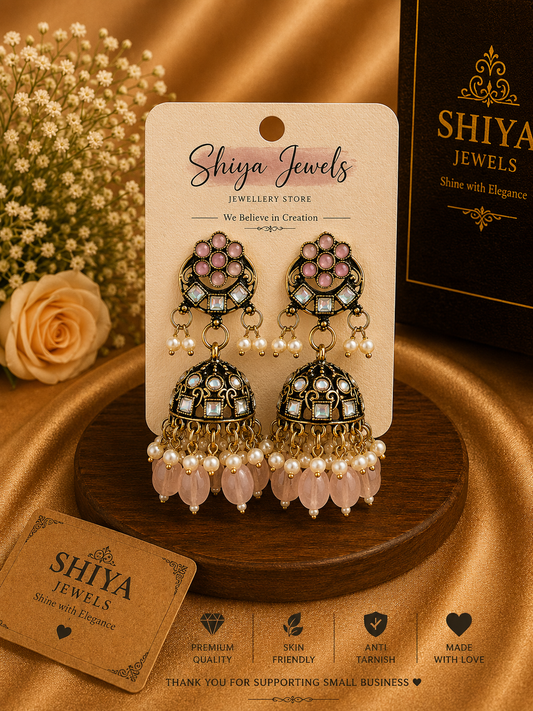 Kundan Chandbali jhumkas