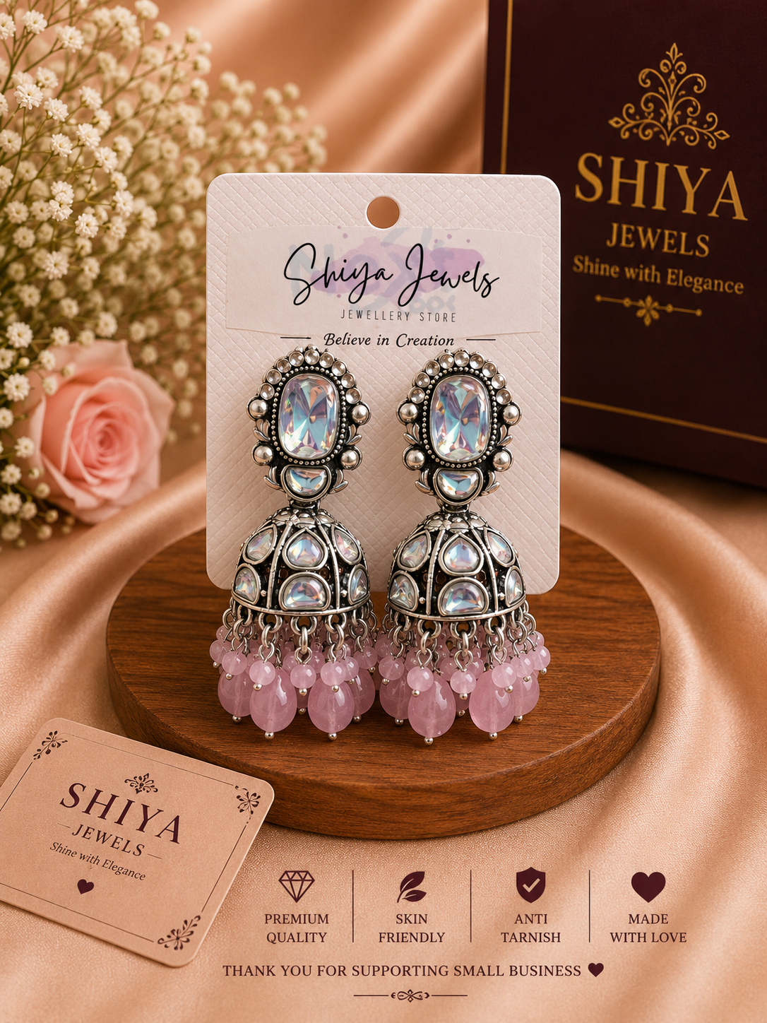 Kundan oxidised jhumkas