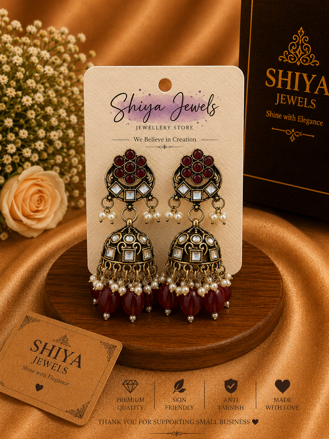 Kundan Chandbali jhumkas