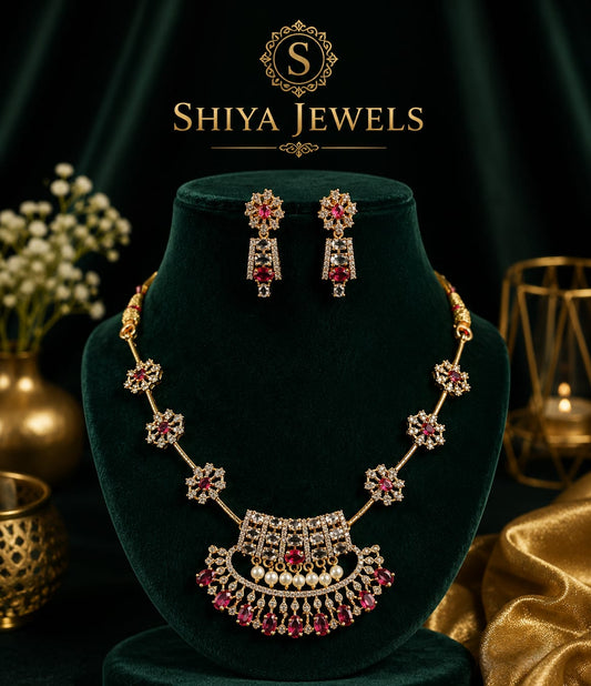 AD Floral Chocker Set By Shiya Jewels