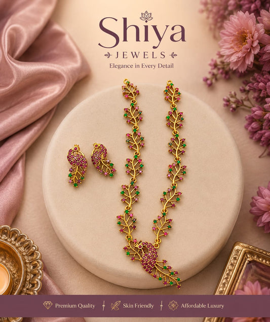 AD Peacock Design Necklace Set BY Shiya Jewels