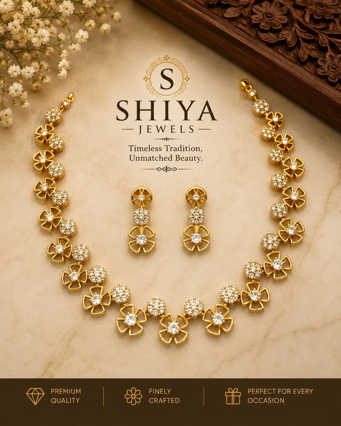 Clover AD Necklace Set By Shiya Jewelry