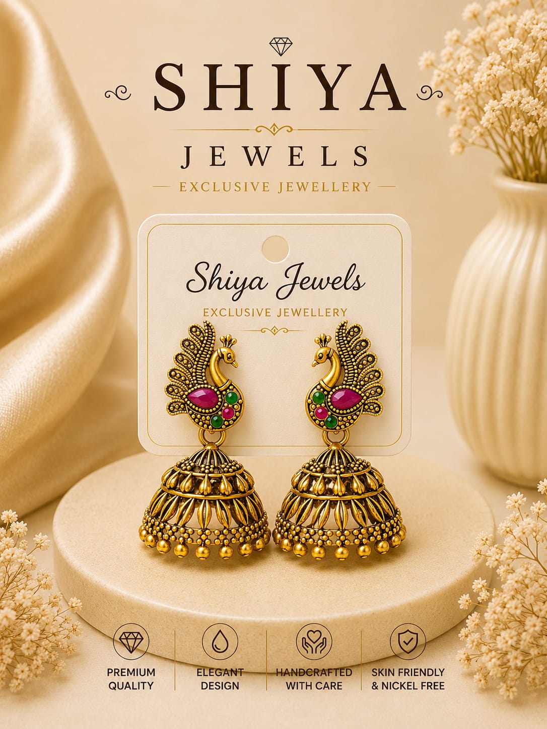 Peacock Jhumka Daily Wear