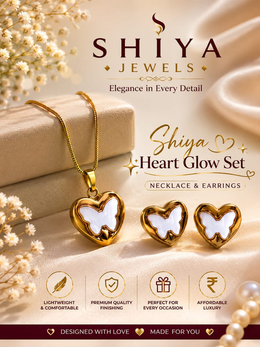 Heart Glow Butterfly Pendant Set