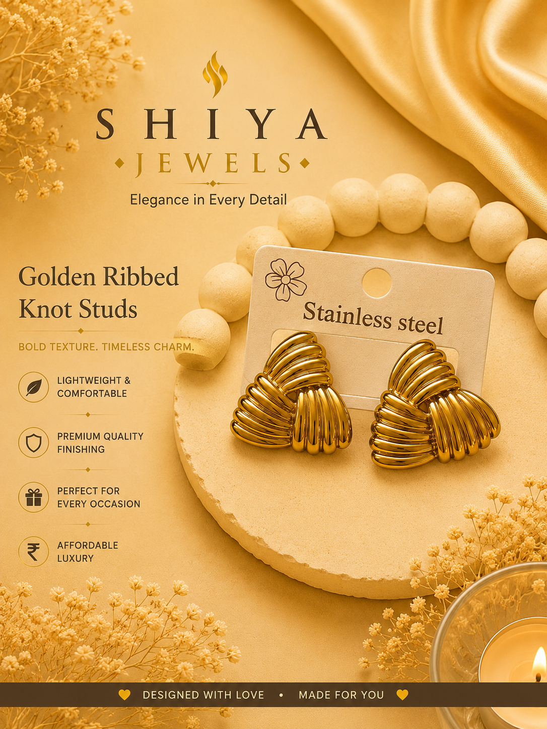 Golden Knot anti tarnish studs
