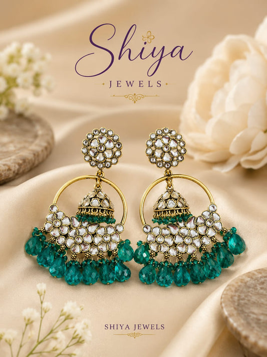 Kundan Chandbali Half Jhumka