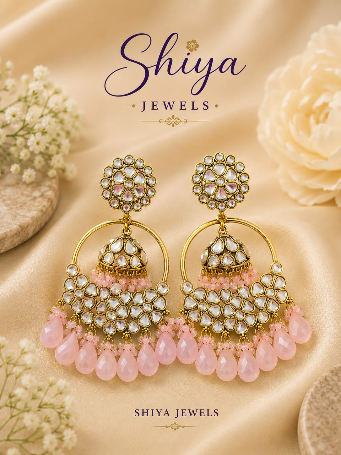Kundan Chandbali Half Jhumka