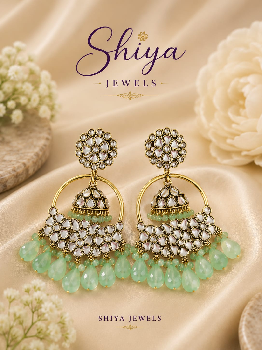 Kundan Chandbali Half Jhumka