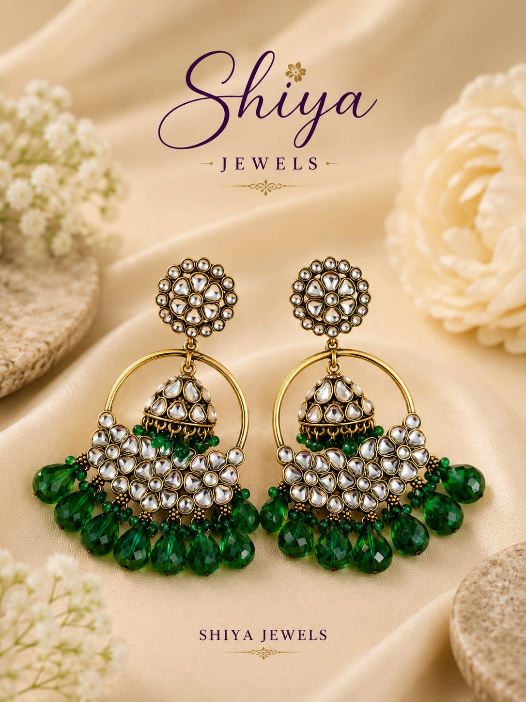 Kundan Chandbali Half Jhumka