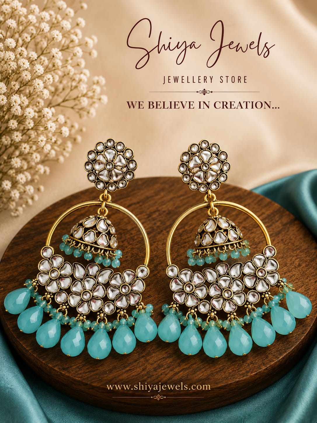 Kundan Chandbali Half Jhumka