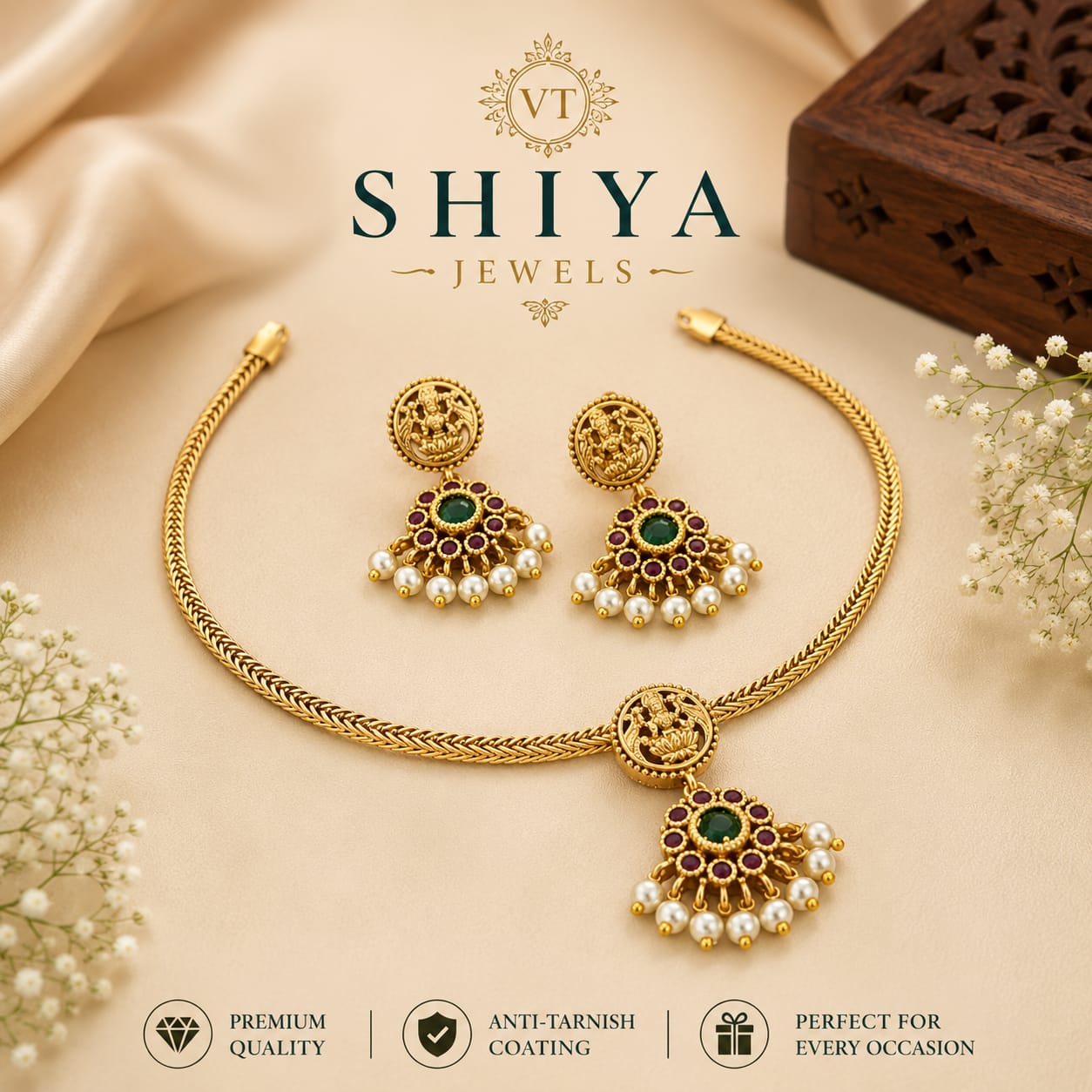 Lakshmi Kemp Choker Set By Sheya Jewels