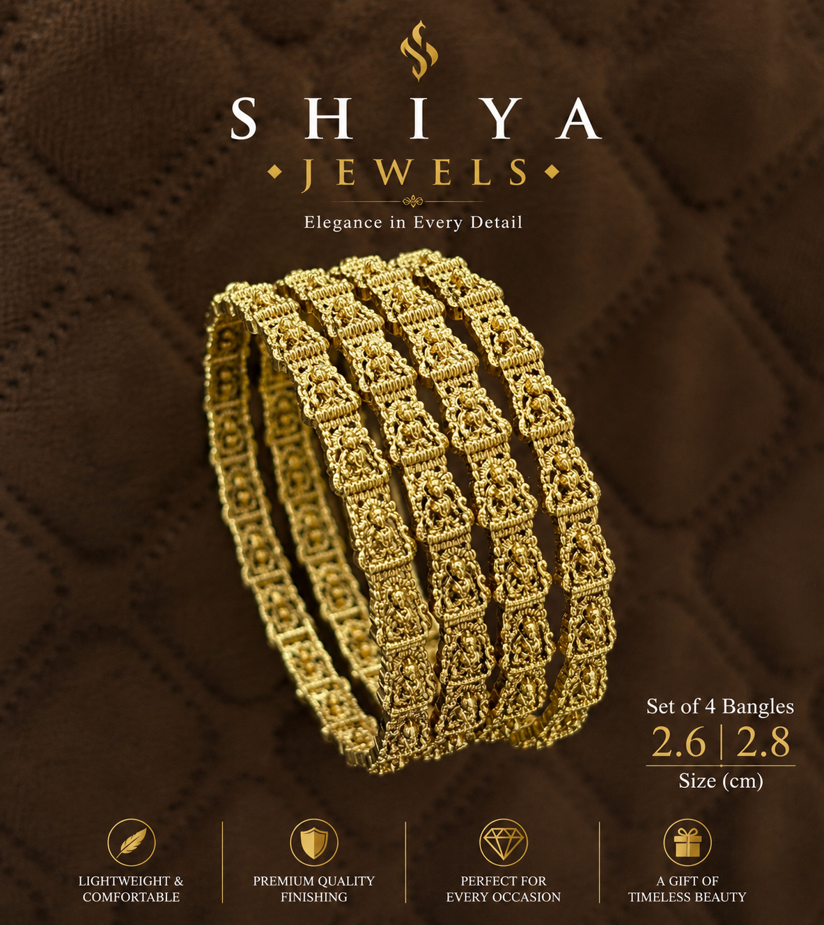 Premium Lakshmi Border Bangles Set of 4
