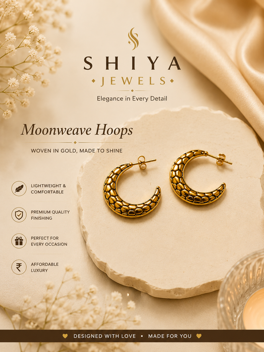 Moon weave anti tarnish hoops