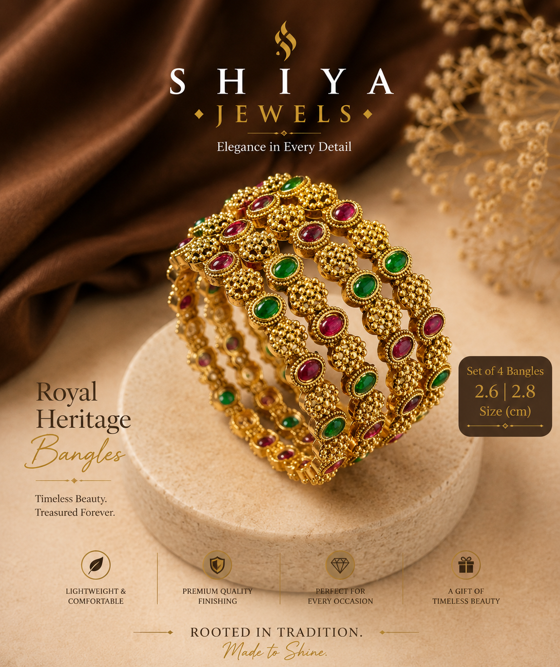 Multicolor Floral premium Bangles set of 4