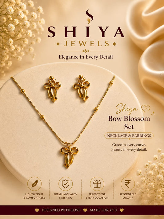 Anti Tarnish Bow Blossom Necklace set