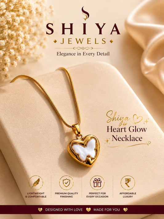 Anti Tarnish Butterfly Heart Glow Necklace