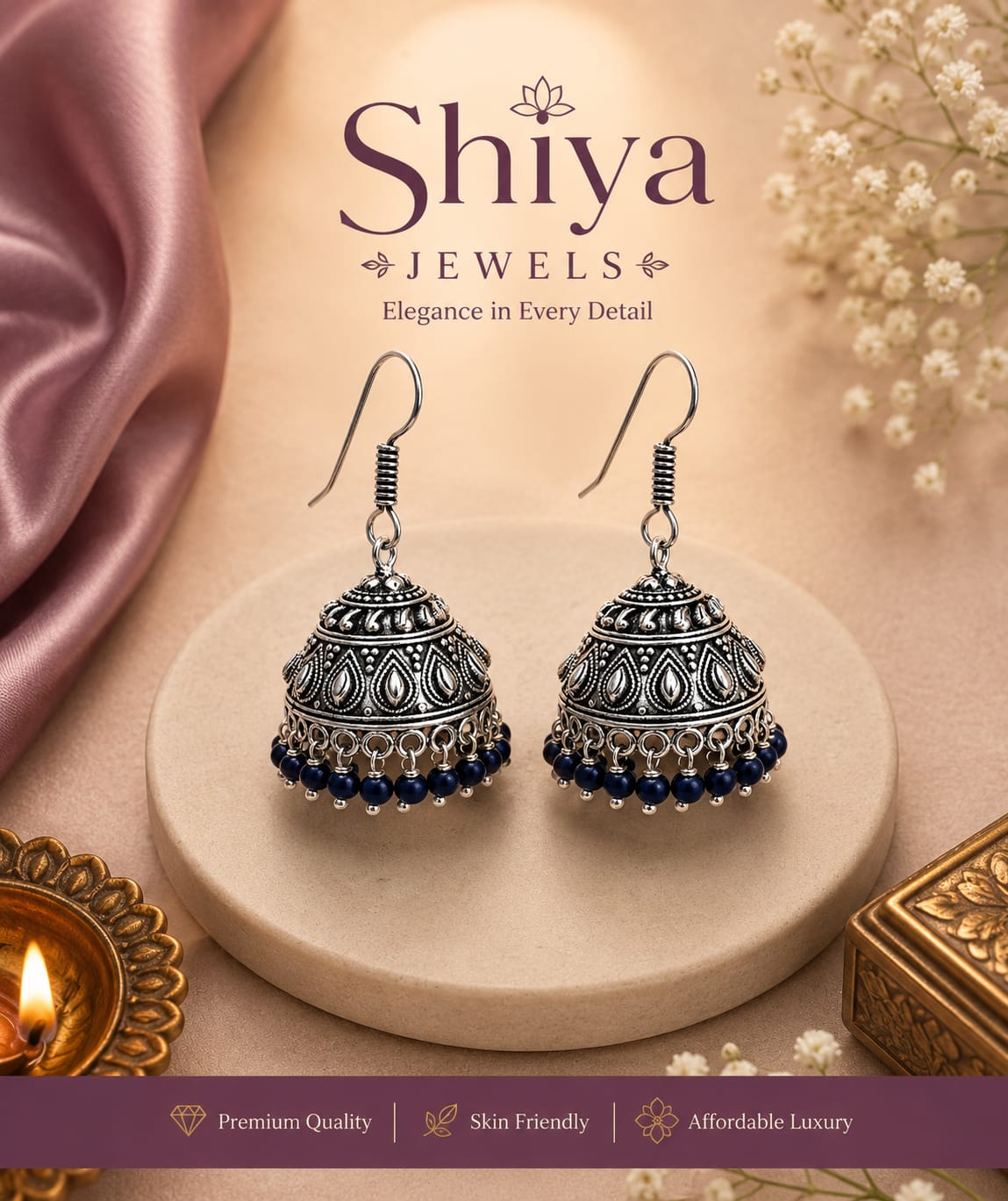 Silver Brass hanging Jhumkas