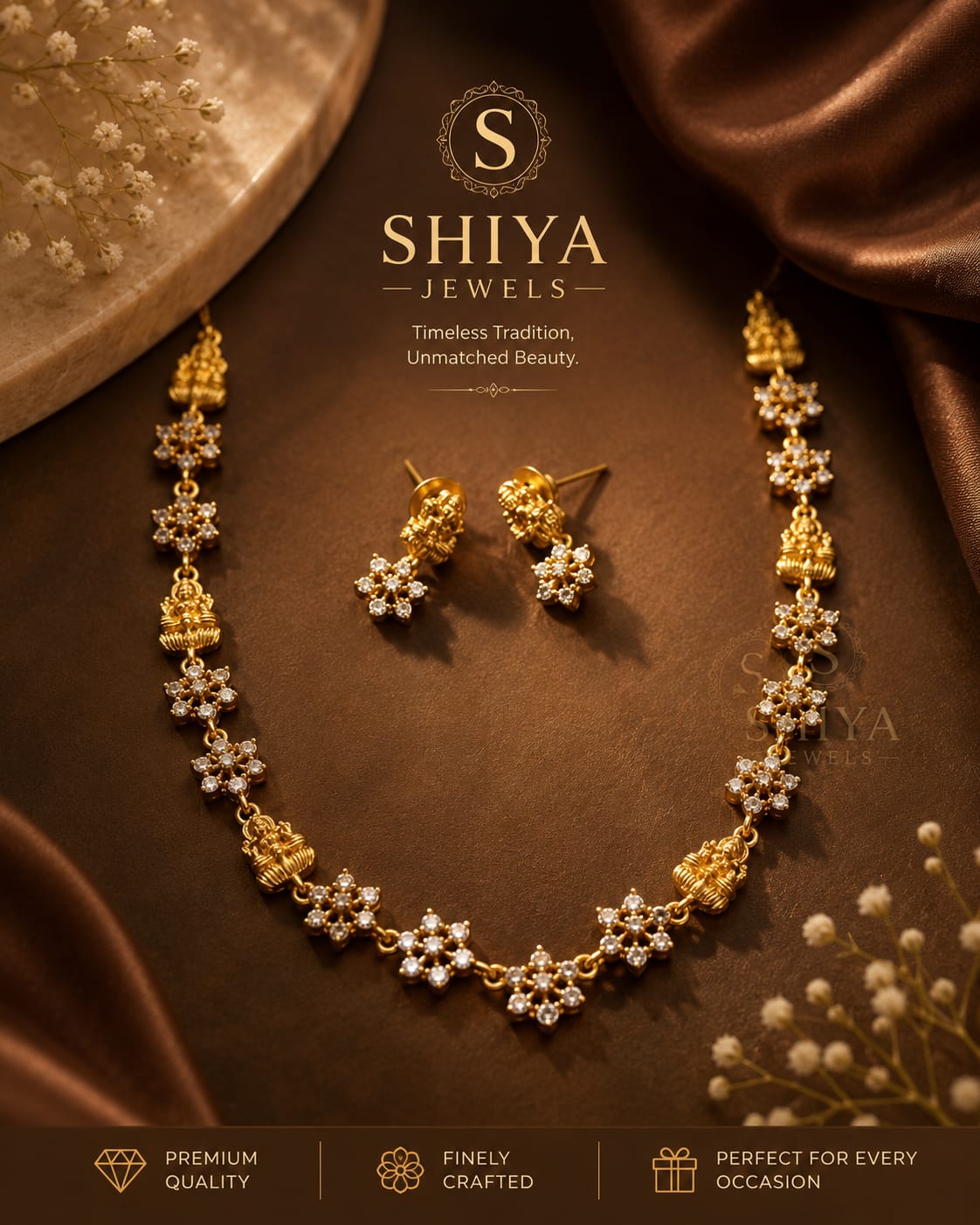 Lakshmi Floral Temple Jewelry set by Shiya Jewels