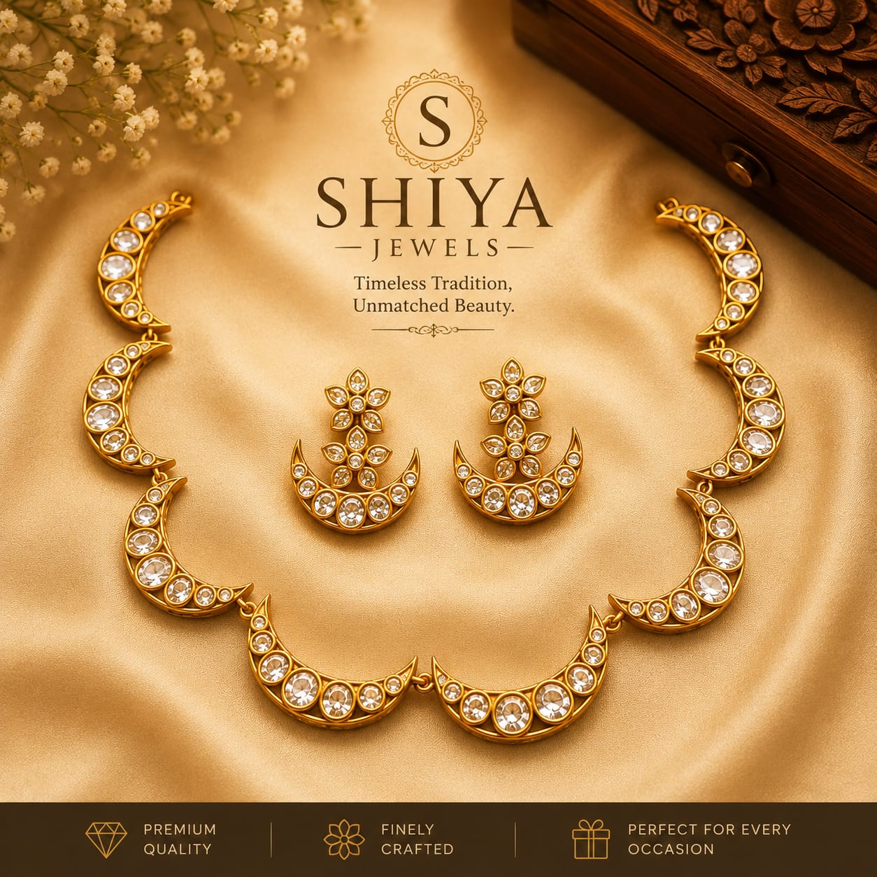 Chand Necklace With Chandbali Earrings by House of Shiya