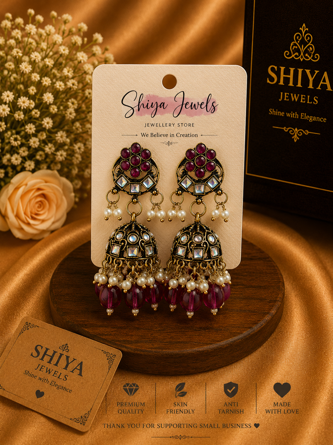 Kundan Chandbali jhumkas