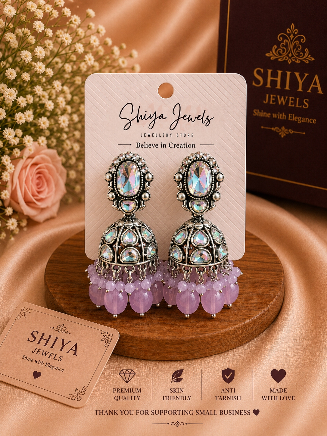 Kundan oxidised jhumkas