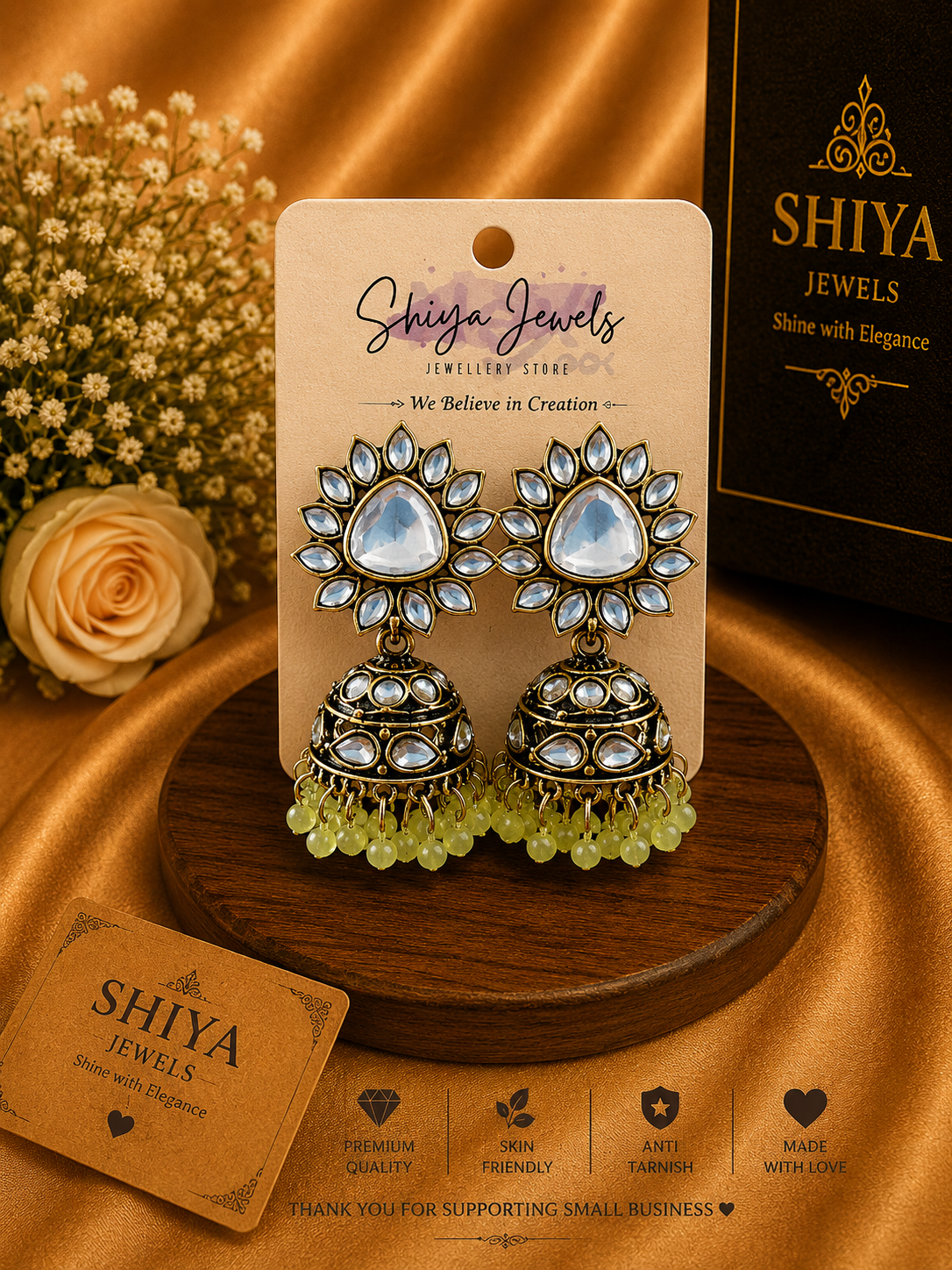Sunflower Kundan jhumkas