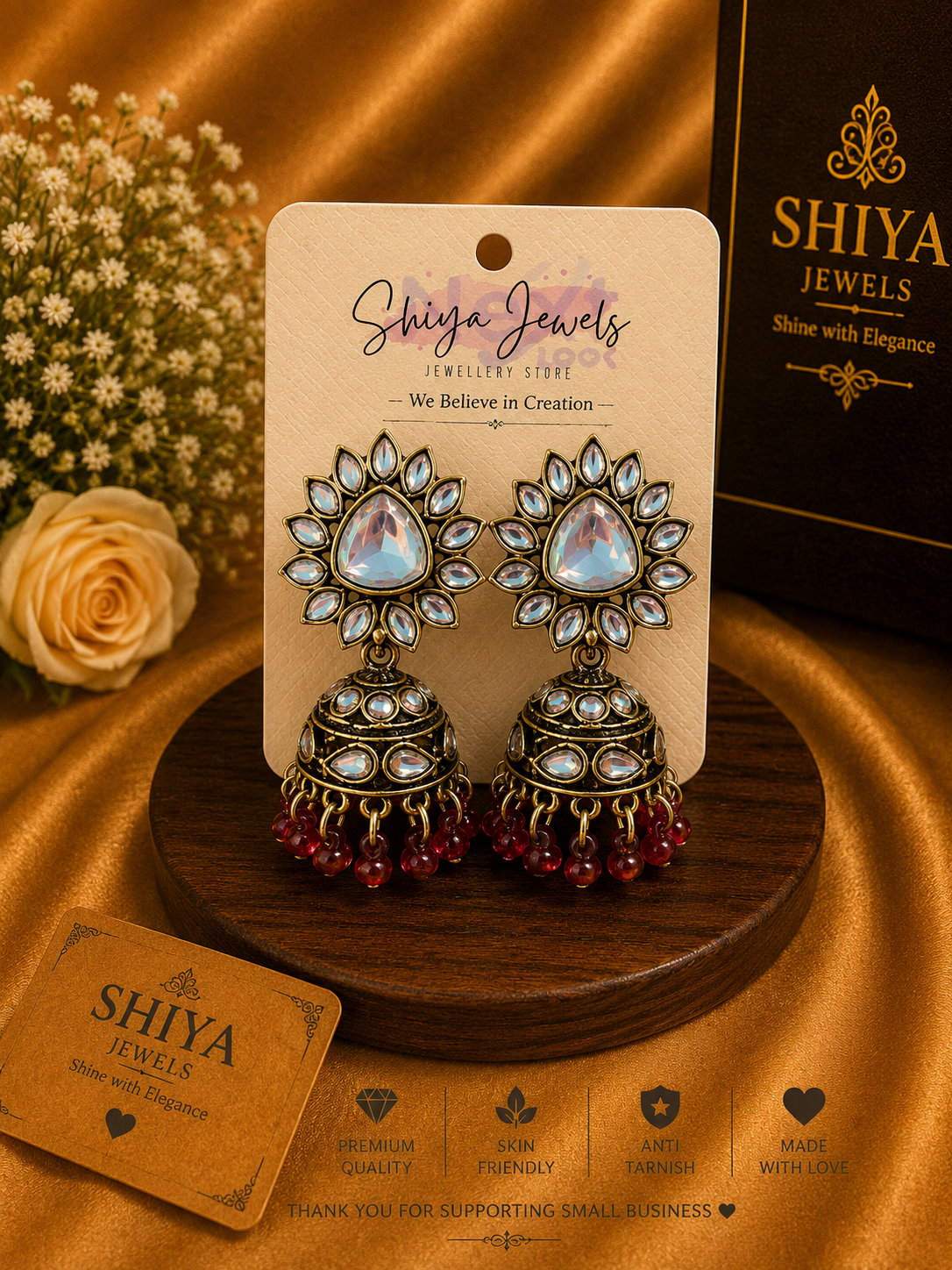 Sunflower Kundan jhumkas