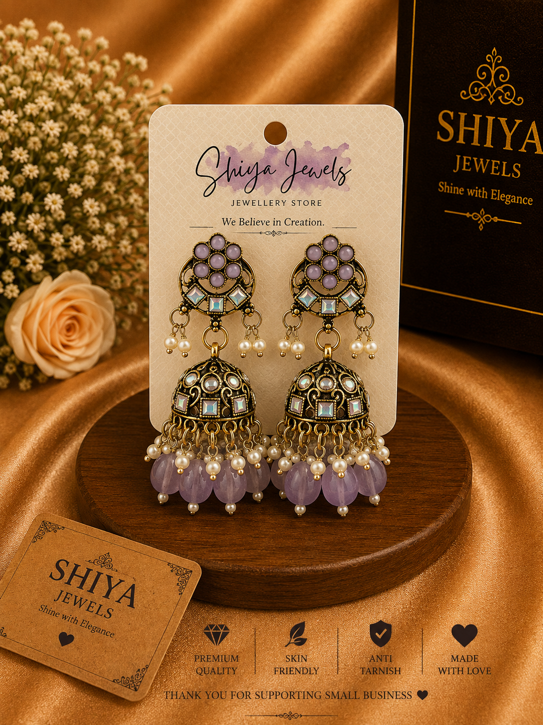 Kundan Chandbali jhumkas