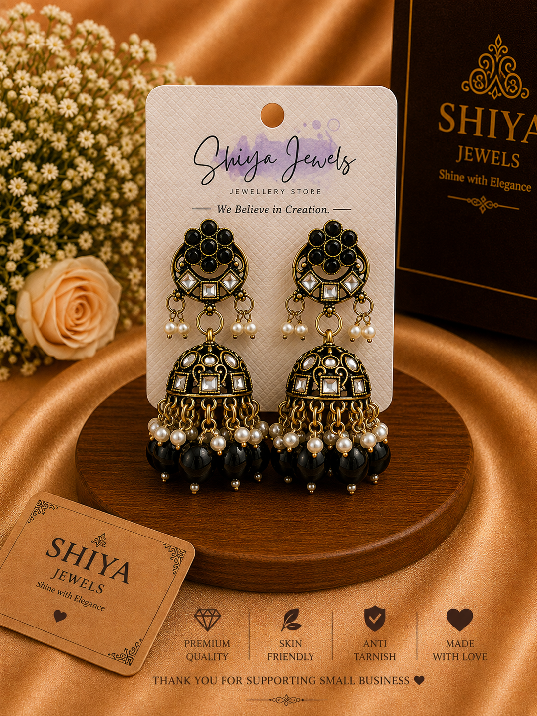 Kundan Chandbali jhumkas