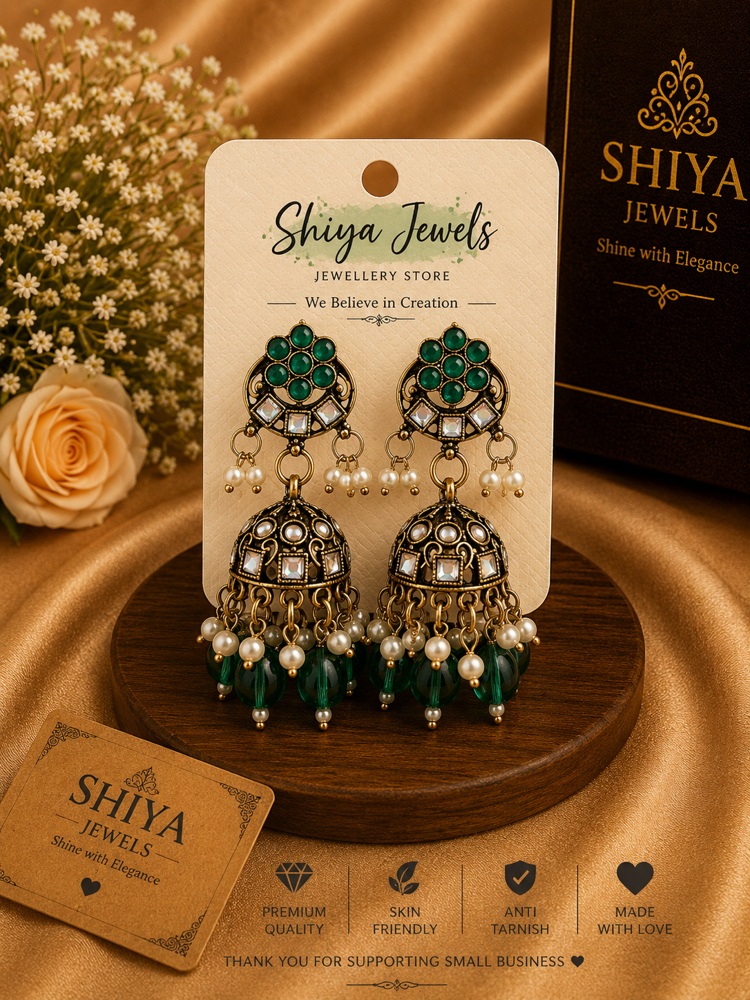Kundan Chandbali jhumkas