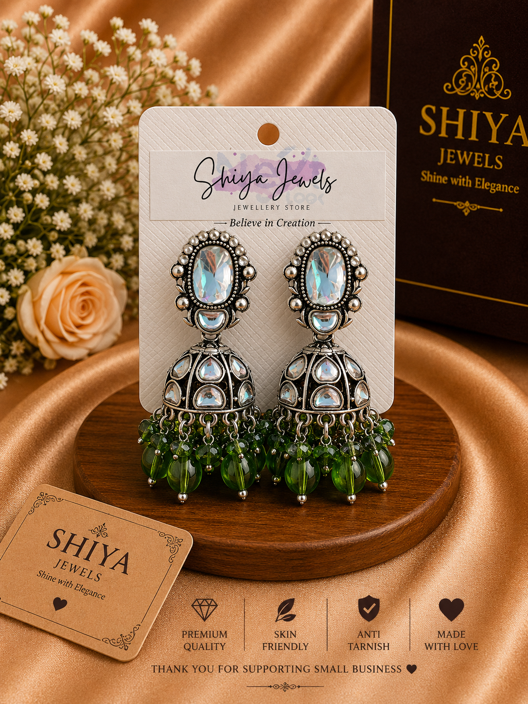 Kundan oxidised jhumkas