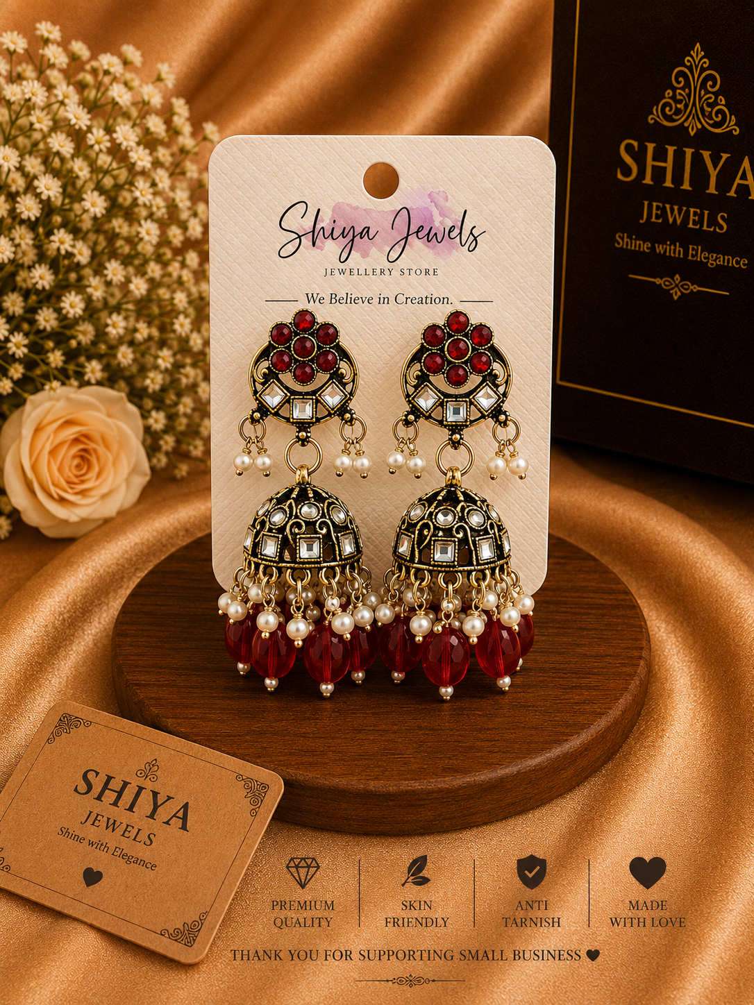 Kundan Chandbali jhumkas