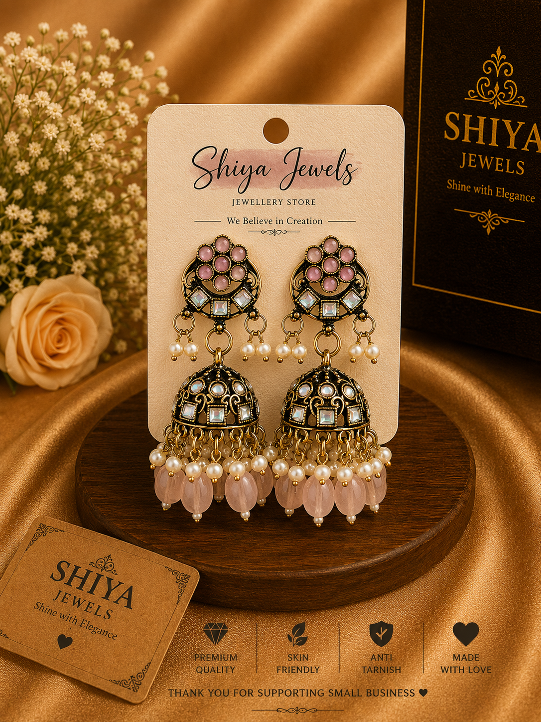 Kundan Chandbali jhumkas