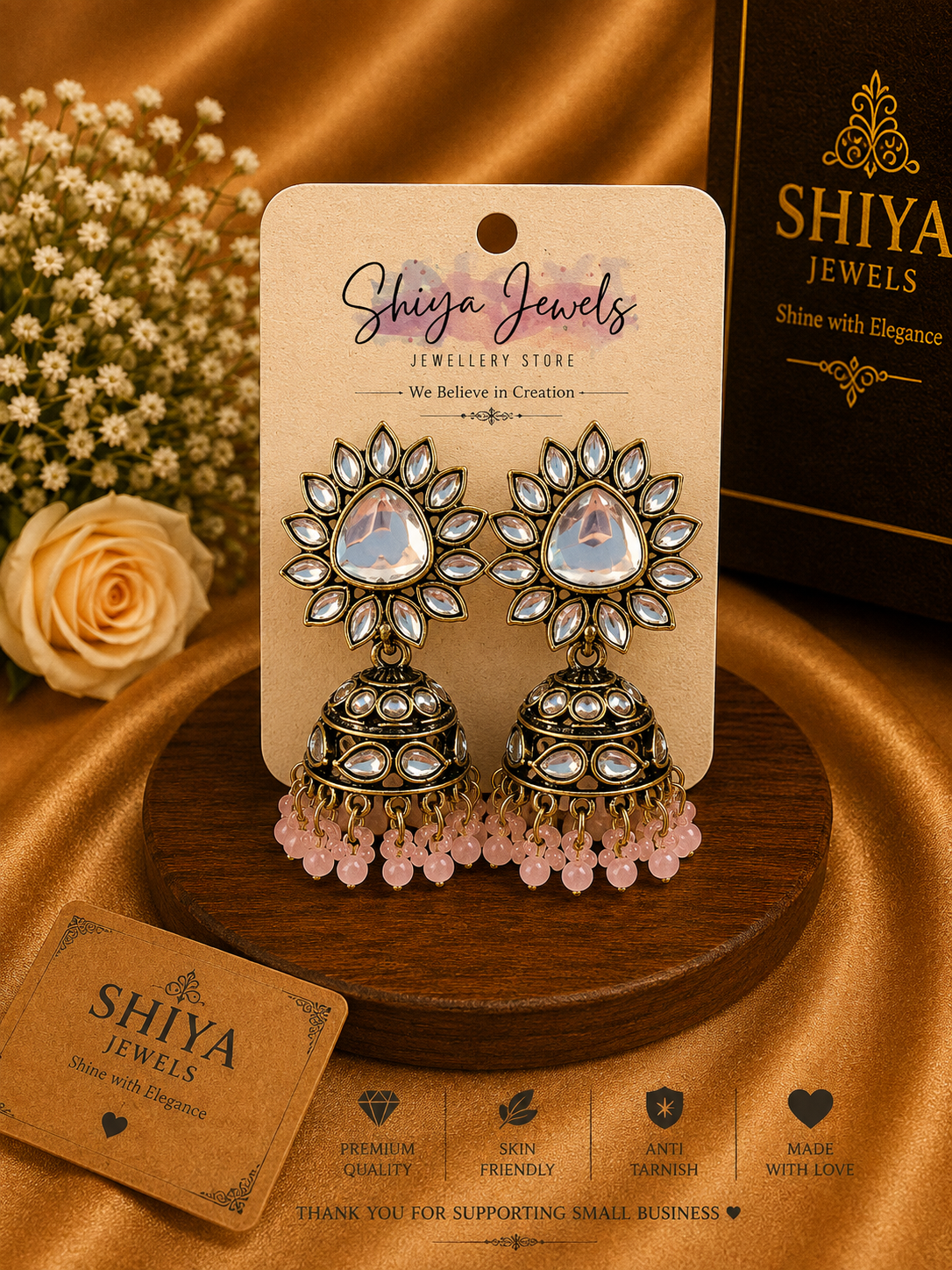 Sunflower Kundan jhumkas