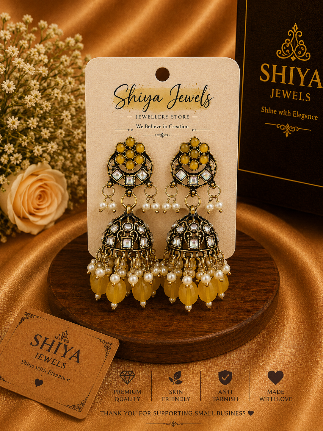 Kundan Chandbali jhumkas