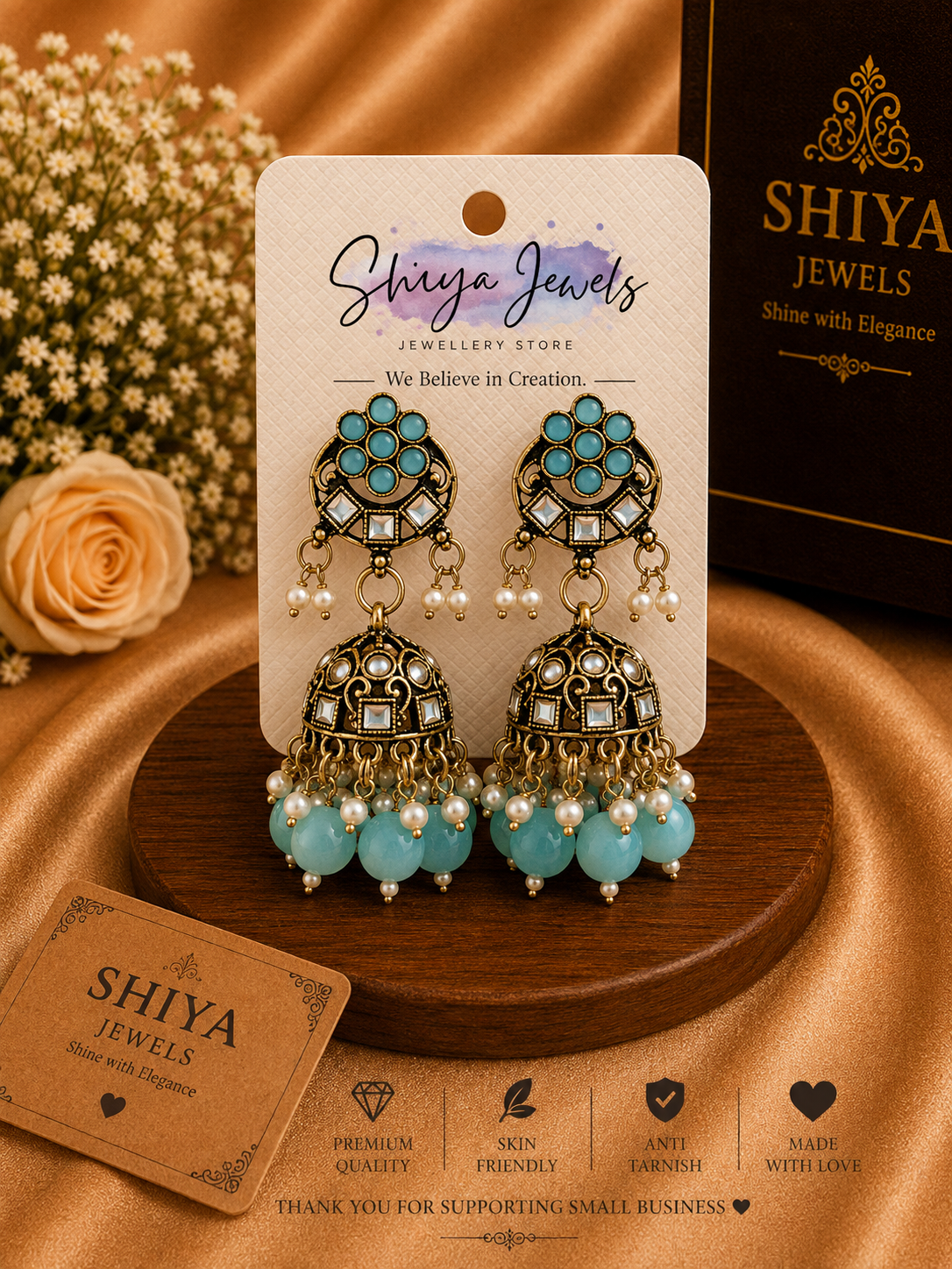Kundan Chandbali jhumkas