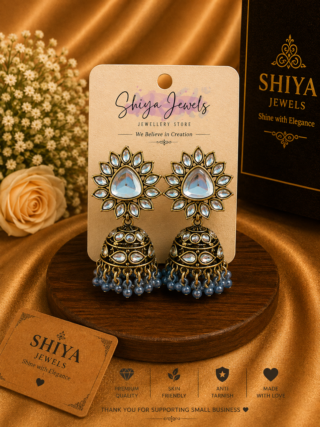 Sunflower Kundan jhumkas