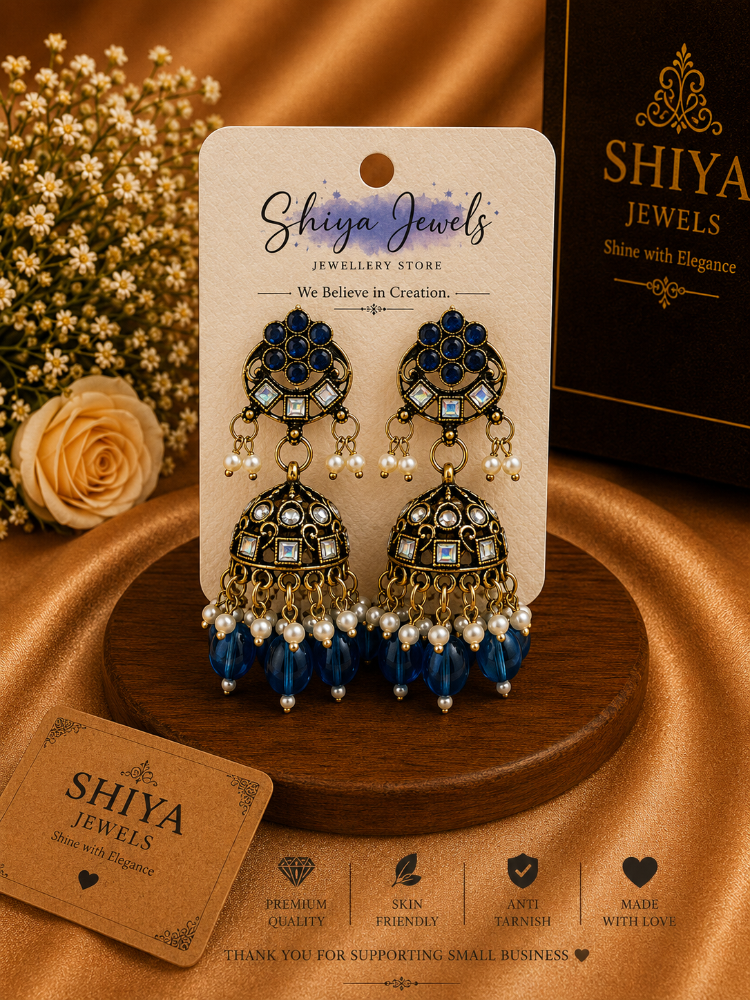 Kundan Chandbali jhumkas