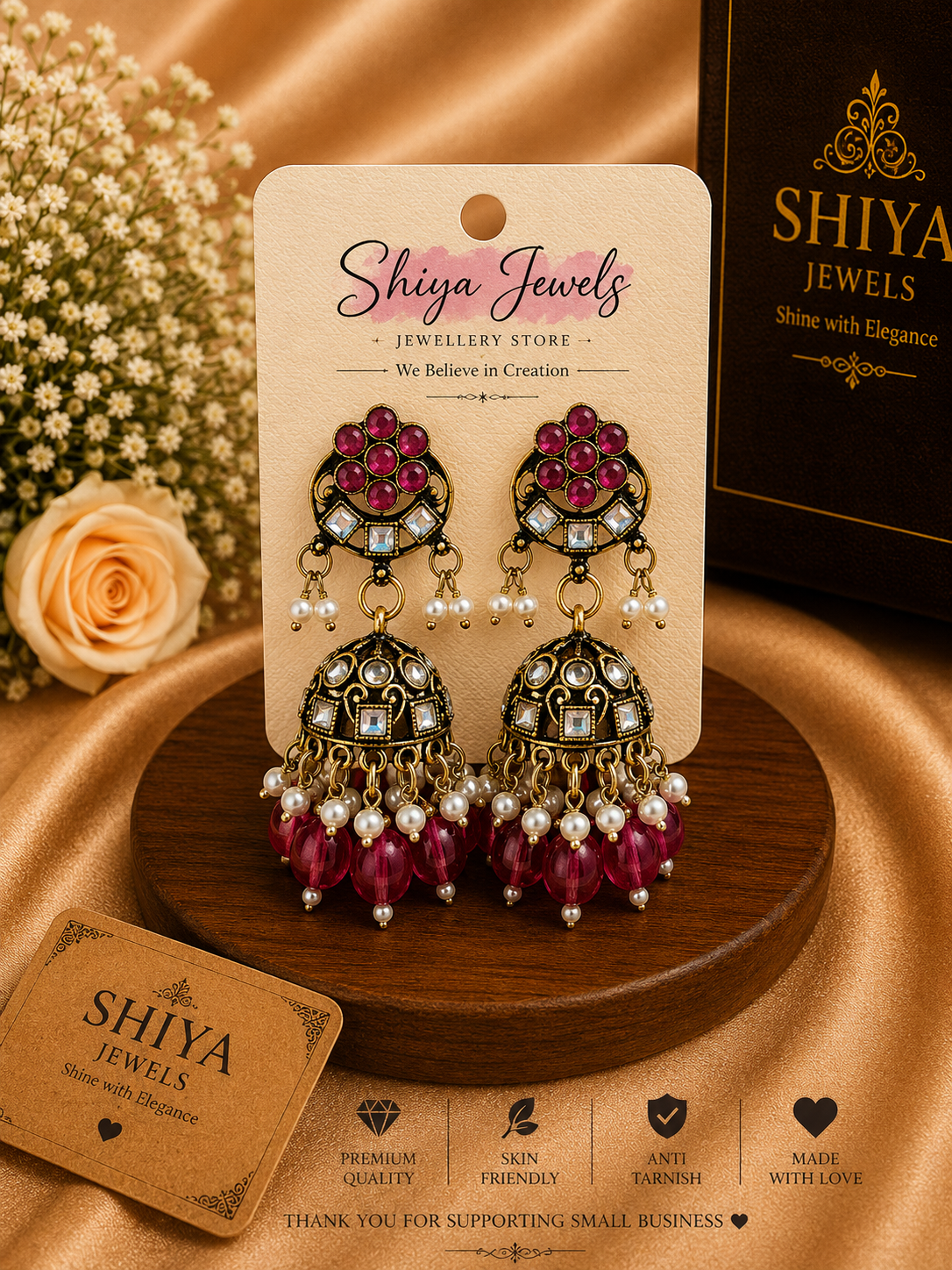 Kundan Chandbali jhumkas