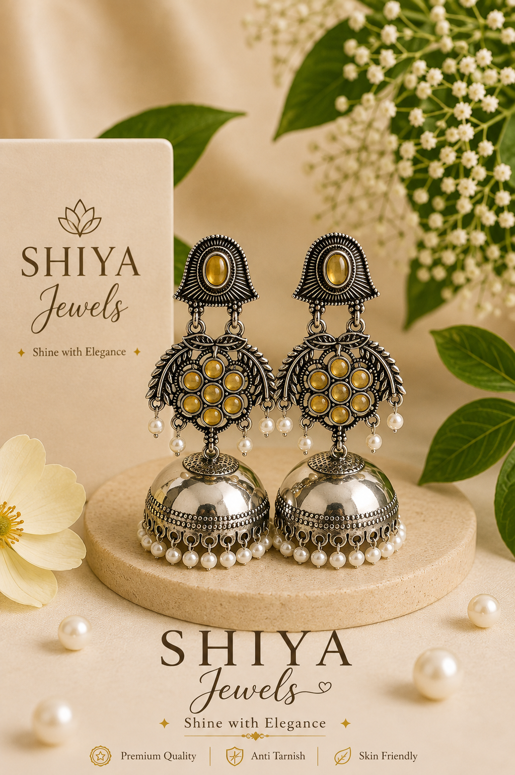 Silver oxidised Jhumkas
